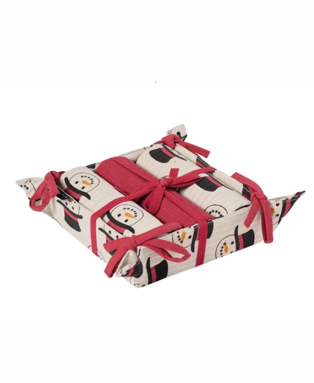 SNOW 2522 3 KITCHEN TOWELS IN BASKET Towels