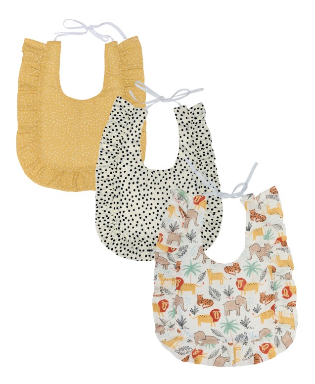 YN 25 ANIMALS-DOTS BIBS ΣΕΤ 3 ΤΕΜ